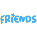 The word FRIENDS written in a rounded blue font with a small star above the I.