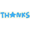 The word THANKS written in blue letters with a blue star replacing the letter A.