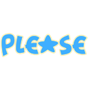 The word PLEASE written in a bubbly blue font with a star replacing the letter A.