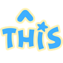 The word THIS written in a bold blue bubbly font with a small blue star above the letter I.