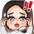 A girl with brown hair looking shocked with wide eyes and open mouth while her glasses fall off her face.