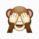 A series of cartoon monkeys covering their eyes and ears with their hands while smiling.