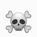 Four identical skull and crossbones icons arranged in a horizontal row.