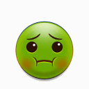 Four emojis showing different expressions of feeling sick and vomiting.