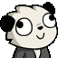 A cartoon panda with black and white fur repeatedly rolling its eyes in a sarcastic expression.