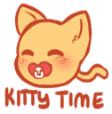 A cute orange kitten head with a pacifier and the text Kitty Time underneath.