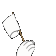 Hand waving a small white flag in a repeating animation sequence.