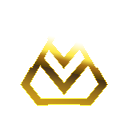 Golden pyramid emblem with a polished metallic finish.