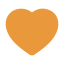 Orange heart symbol in a pixel art style.