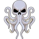 Skull with octopus tentacles extending from the base, featuring a menacing expression.