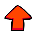 An orange arrow pointing upward on a black background.