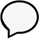 Speech bubble icon in white on a black background.