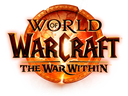 World of Warcraft The War Within logo featuring metallic text set against a glowing, fiery orange circular background.