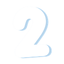 Number two digit with a white fill and a light blue outline.
