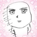 A hand-drawn anime face with a smug expression surrounded by a pink background filled with hearts and sparkles.