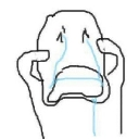 A simple line-art drawing of a face with tears streaming down.
