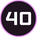 Number 40 in white font inside a dark circle with a glowing purple border.