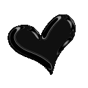 Four glossy, 3D-rendered black hearts arranged in a horizontal row.