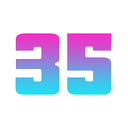 Number 25 written in a bold font with a pink and blue gradient.