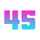 Number 45 in a bold block font with a pink to blue gradient.