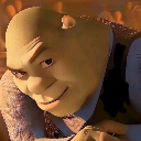 Shrek looking at the camera with a smug, knowing smirk.