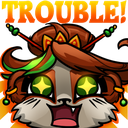 A furry creature with wide, star-shaped glowing eyes and an open-mouthed expression of intense excitement.