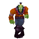 A green-skinned orc character performing a rhythmic dance animation.