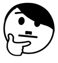 Thinking face emoji with a small mustache and side-swept hair.