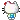 Hello Kitty blowing a kiss with a pink heart floating away in a pixel art style.