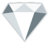 Diamond gemstone with silver and white facets.