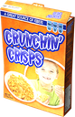 A box of Crunchin Crisps cereal with a cartoon illustration on the front.