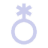 A purple pixelated ring symbol with a cross-like shape on top against a black background.