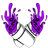 Two white styrofoam cups held together with purple liquid spilling out in pixel art style.