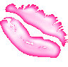 Pink lips with sparkles and a glossy finish.