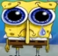 SpongeBob with giant, watery eyes and a single tear running down his face.