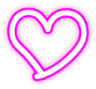 Heart shaped neon sign glowing in bright pink and white.