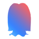 A stylized neon candle with a glowing wick and vibrant blue and pink gradient colors.