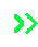 Two bright green pixelated arrows pointing to the right on a black background.