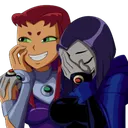 starfire_and_raven_laughing