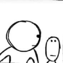 Stick figure character giving a skeptical side-eye glance.