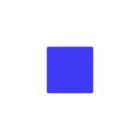 Blue square with rounded corners set against a black background.