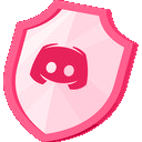 Shield icon in shades of pink featuring a centered gaming logo.