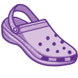 A purple foam clog shoe shown from a side angle.
