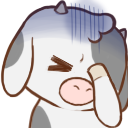 A cartoon cow with gray and white fur covering its face with one hand in a gesture of disappointment.