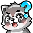 A cartoon raccoon with wide eyes and an open mouth, featuring a large blue question mark floating above its head.