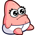 Patrick Star as a baby with large, glossy eyes and a white diaper.