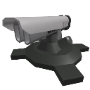 Turret mounted on a base, rendered in a low-poly 3D style.