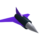 A stylized mechanical turbine with a silver nozzle against a solid purple background.