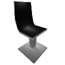 A simple black and gray 3D low-poly chair.