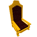 Golden throne with dark brown upholstery rendered in pixel art style.